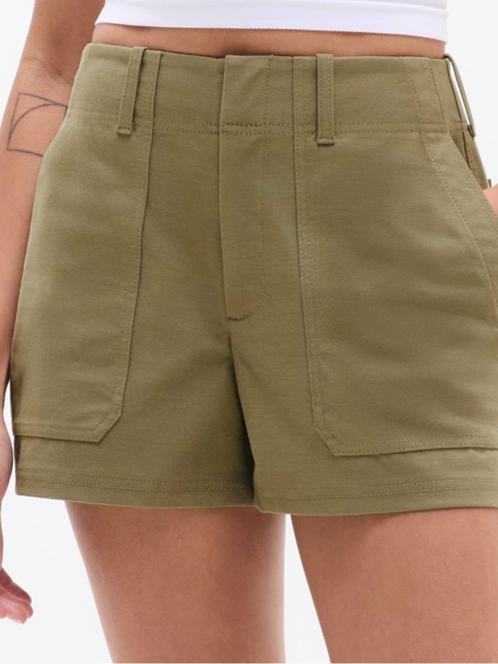 Athleta Olive High-Waist Tailored Shorts